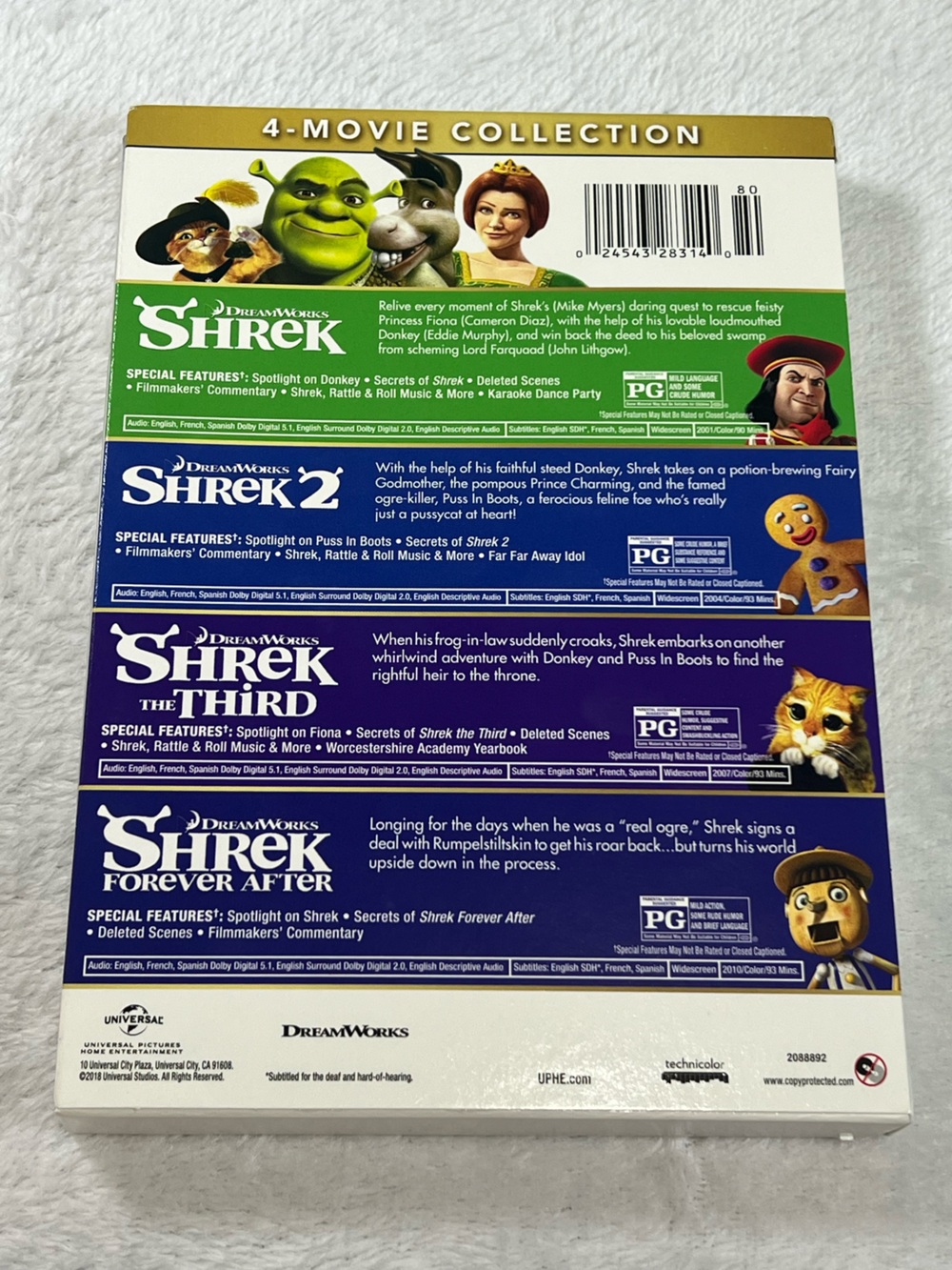 Shrek Anniversary Edition 4 Movie DVD Collection with Shrek Plushie - Picture 2 of 13